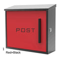 Briefkasten Myron, aus verzinktem Stahlblech, rot RAL: 3020 und schwarz RAL: 9017 lackiert, Maße: 350x115mm, H: 330mm. I