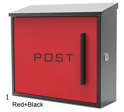 Briefkasten Myron, aus verzinktem Stahlblech, rot RAL: 3020 und schwarz RAL: 9017 lackiert, Maße: 350x115mm, H: 330mm. Inkl. 3 Schlüssel. Briefkasten muss bei starker Witterung überdacht werden!