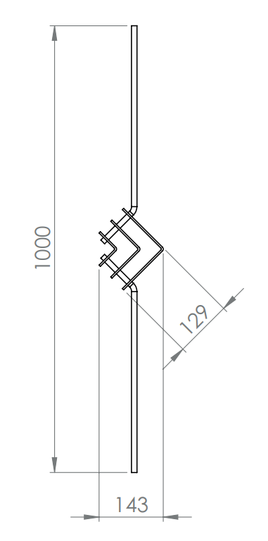 Designstab, Länge 1000 mm, V2A