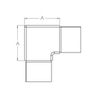 Eckbogen vertikal / Rahmenecke 90° für Quadrat-Nutrohr, V2A / V4A