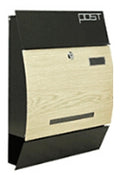 Briefkasten, Ligna, aus verzinktem Stahlblech, lackiert und mit Folie in Holzoptik beklebt, Maße: 350x95mm, H: 445mm. Inkl. 3 Schlüssel. Briefkasten muss bei starker Witterung überdacht werden!