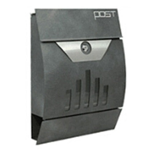 Briefkasten Keltor, aus verzinktem Stahlblech, grau anthrazit RAL: 7016 lackiert, mit Edelstahlblech, Maße: 350x95mm, H: