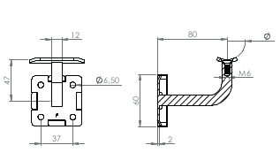 Handlaufhalter mit Cliprosette und Anschlussplatte, zum Anschrauben des Handlaufs, V2A