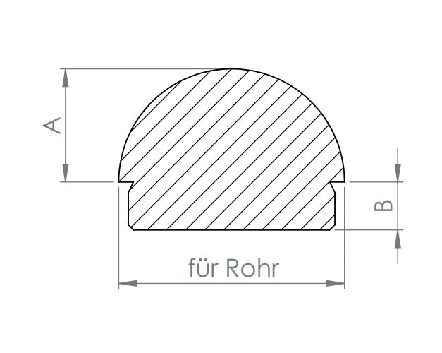 Edelstahl Rohrabschlussstopfen halbrund, Vollmaterial, mit Rändelung, zum Einschlagen, V2A