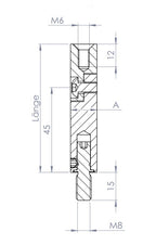 Gelenkstift Edelstahl, quadratisch, drehbar 360°, 1 x Außengewinde, 1 x Innengewinde, V2A