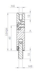Gelenkstift Edelstahl, quadratisch, drehbar 360°, 1 x Außengewinde, 1 x Innengewinde, V2A