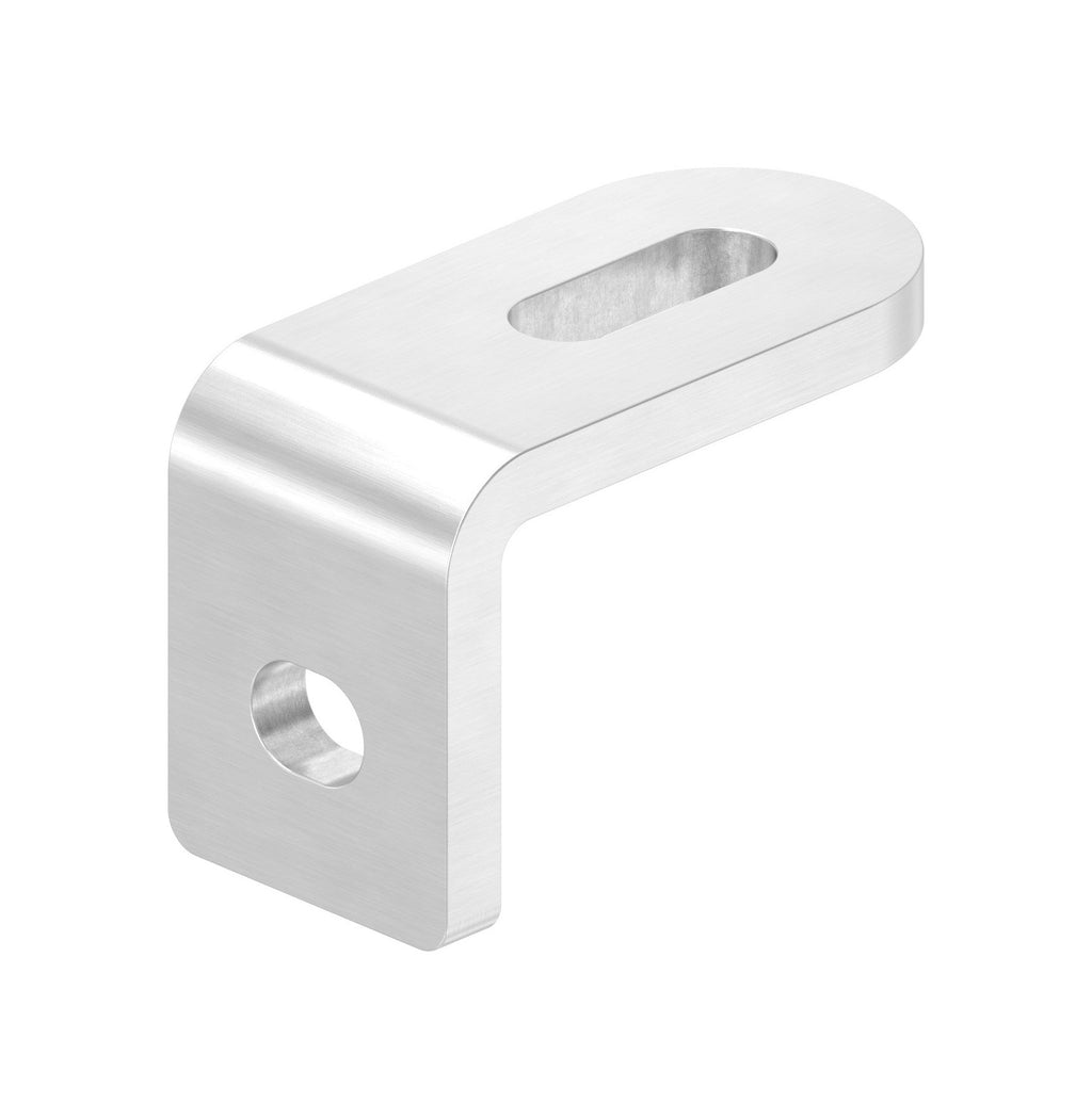 Edelstahl Winkel-Anschweißlasche 60 x 40 x 30 x 6 mm, geschliffen, mit 2 Langlöchern, V2A