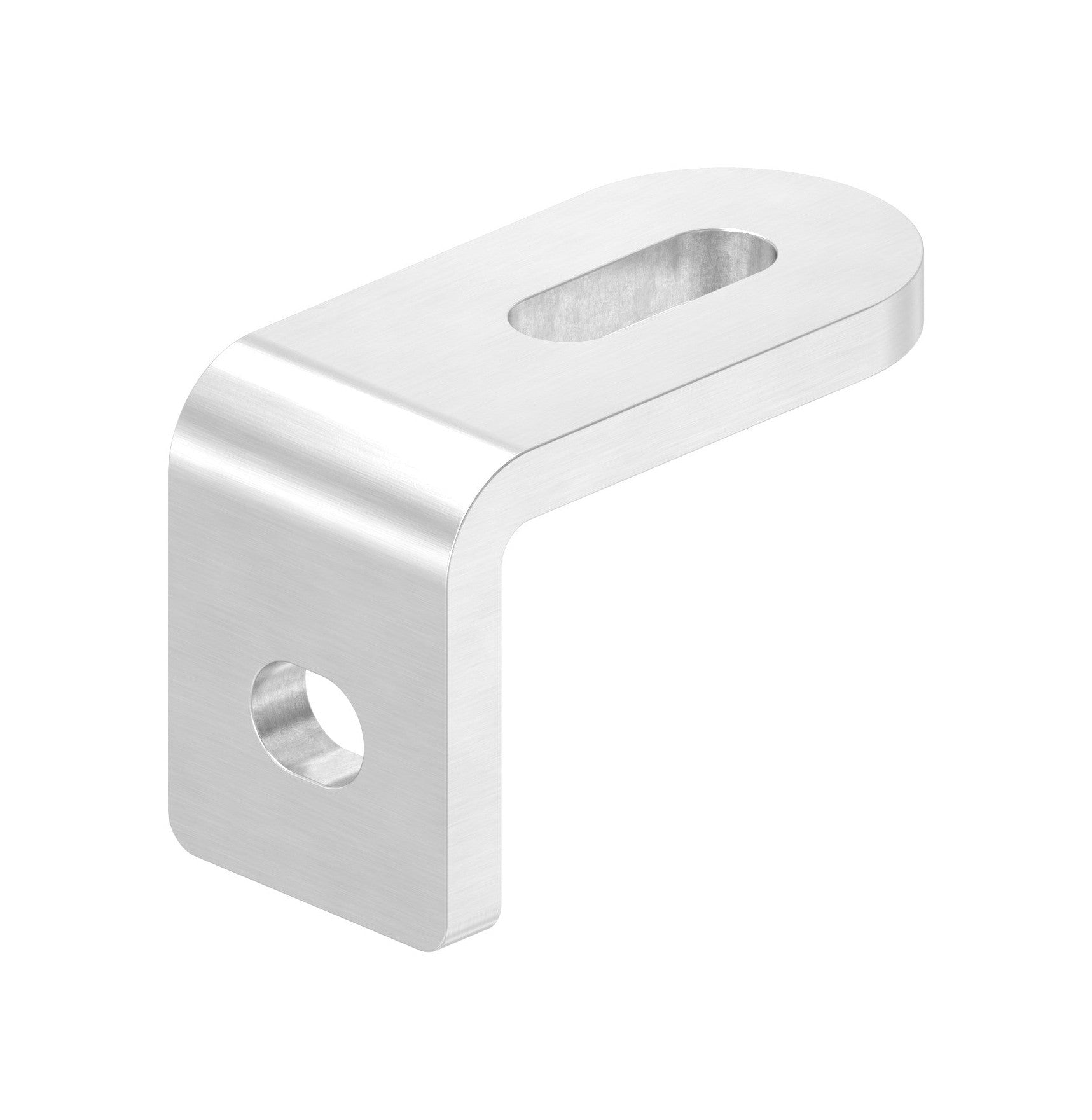 Edelstahl Winkel-Anschweißlasche 60 x 40 x 30 x 6 mm, geschliffen, mit 2 Langlöchern, V2A