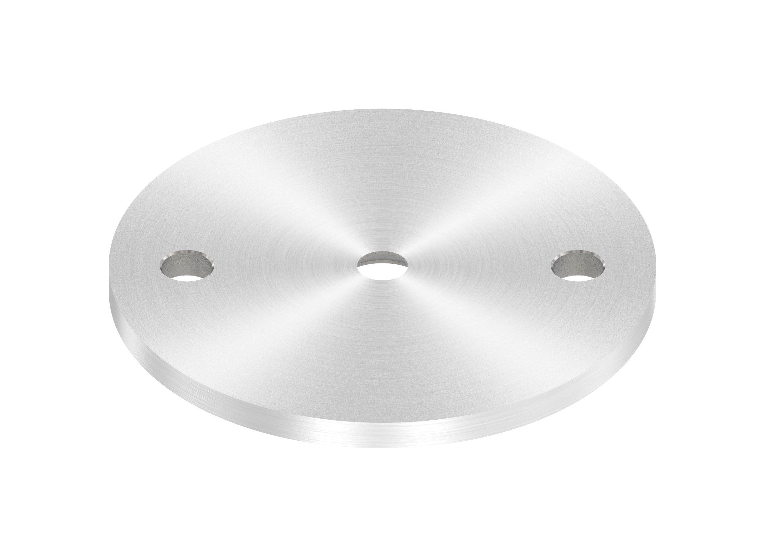 Edelstahl Ronde für Handlaufhalter, ohne Fase, Mittelbohrung und 2 Bohrungen, Rundschliff, V2A