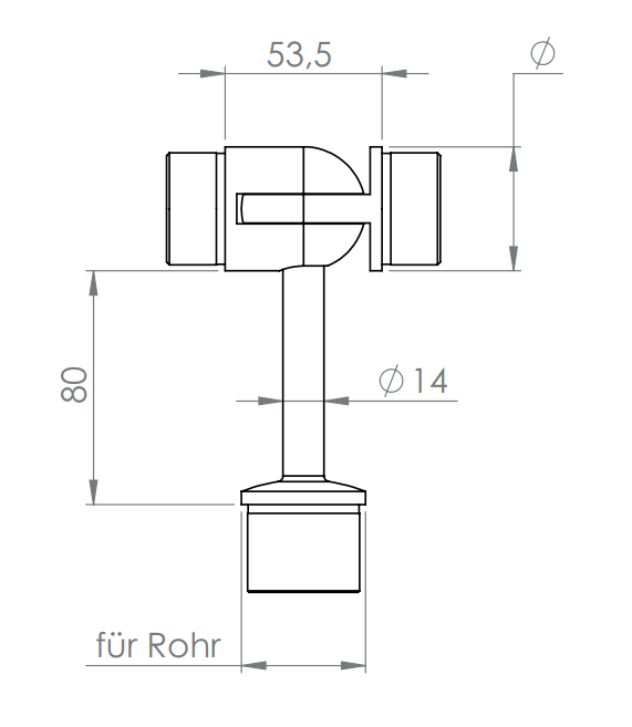 Handlaufstütze Edelstahl mit verstellbarem Gelenkstück, V2A