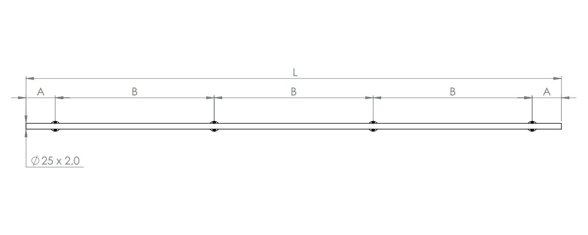 Laufschiene für Glasschiebetüren, mit 4 Bohrungen M8, V2A