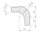 Rohrverbinder 90° zum Stecken oder Kleben, für Rohr 12 x 1,5 mm, V2A