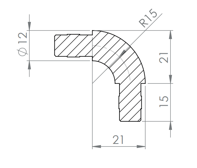 Rohrverbinder 90° zum Stecken oder Kleben, für Rohr 12 x 1,5 mm, V2A