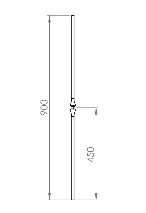 Zierstab, für Zierelement mit Sackloch, Länge 900 mm, V2A