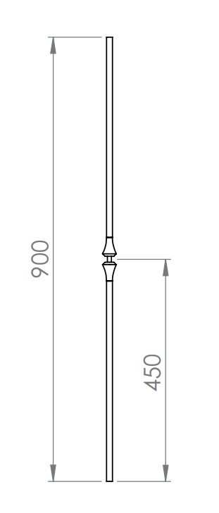 Zierstab, für Zierelement mit Sackloch, Länge 900 mm, V2A
