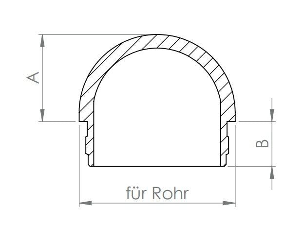 Edelstahl Rohrabschlussstopfen halbrund, hohl/gegossen, mit Rändelung, zum Einschlagen, V2A/V4A