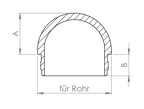 Edelstahl Rohrabschlussstopfen halbrund, hohl/gegossen, mit Rändelung, zum Einschlagen, V2A/V4A