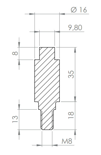 Gewindestift für den Einbau von Platten