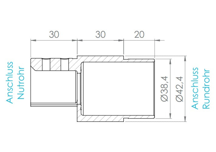 Nutrohr-Adapter auf Rohr Ø 42,4 mm, V4A
