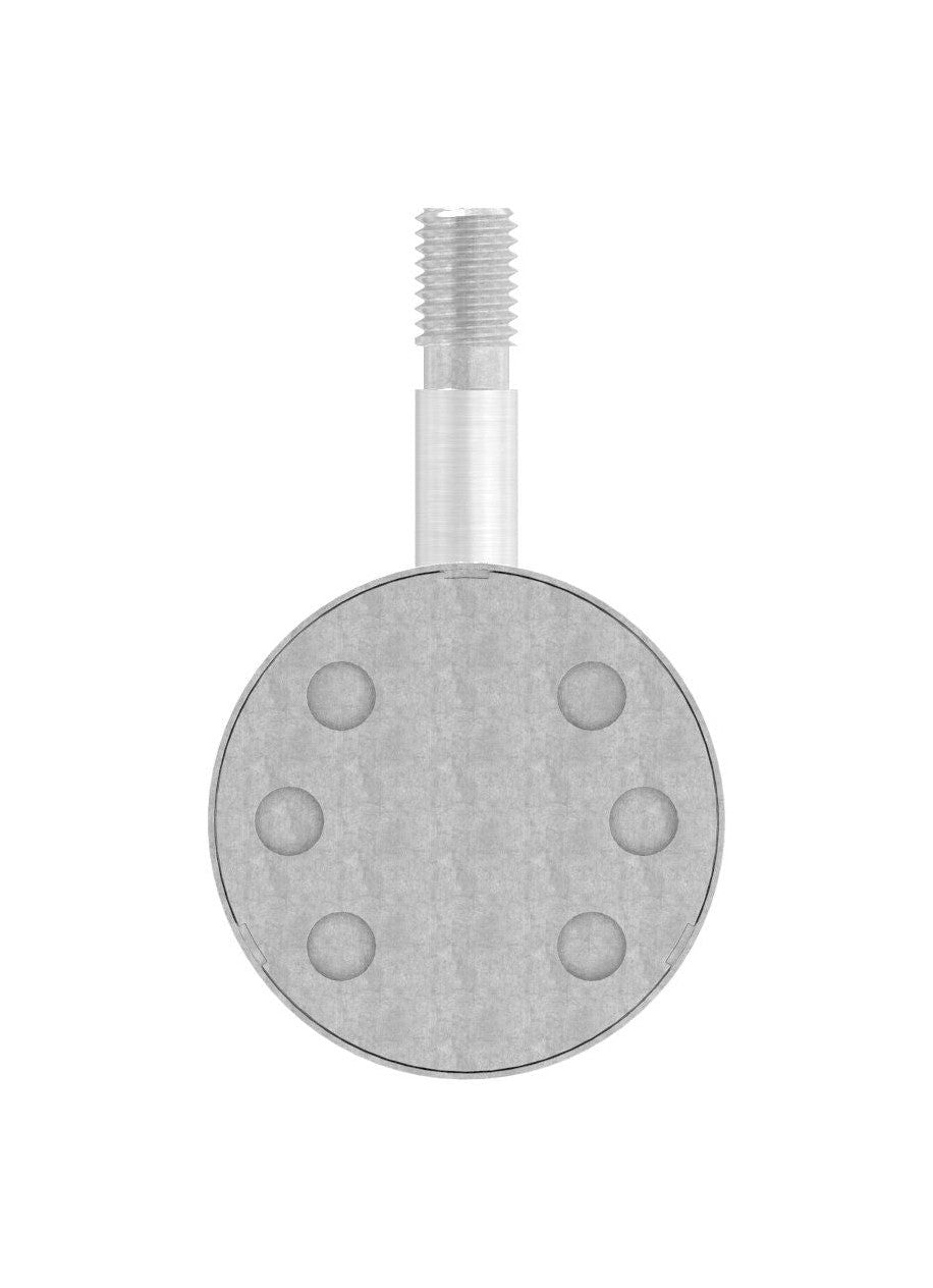 verschweißter Handlaufhalter mit Außengewinde M12, inklusive Cliprosette, V2A