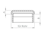 Edelstahl Rohrabschlussstopfen flach, hohl/gegossen, zum Einkleben, V2A