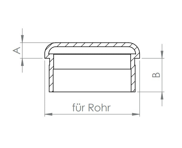 Edelstahl Rohrabschlussstopfen flach, hohl/gegossen, zum Einkleben, V2A