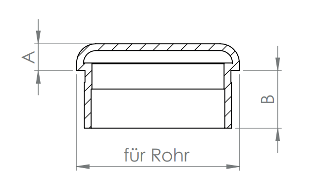 Edelstahl Rohrabschlussstopfen flach, hohl/gegossen, zum Einkleben, V2A