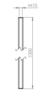 Edelstahl Gewindestange für Wandhalter SW10828, V2A