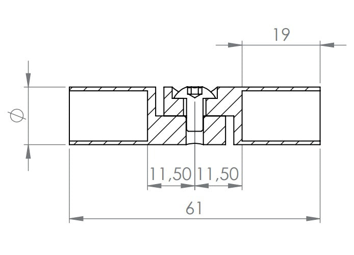 Rundstabverbinder mit Gelenk, zum Einkleben der Stäbe, verstellbar 0 - 100°, V2A