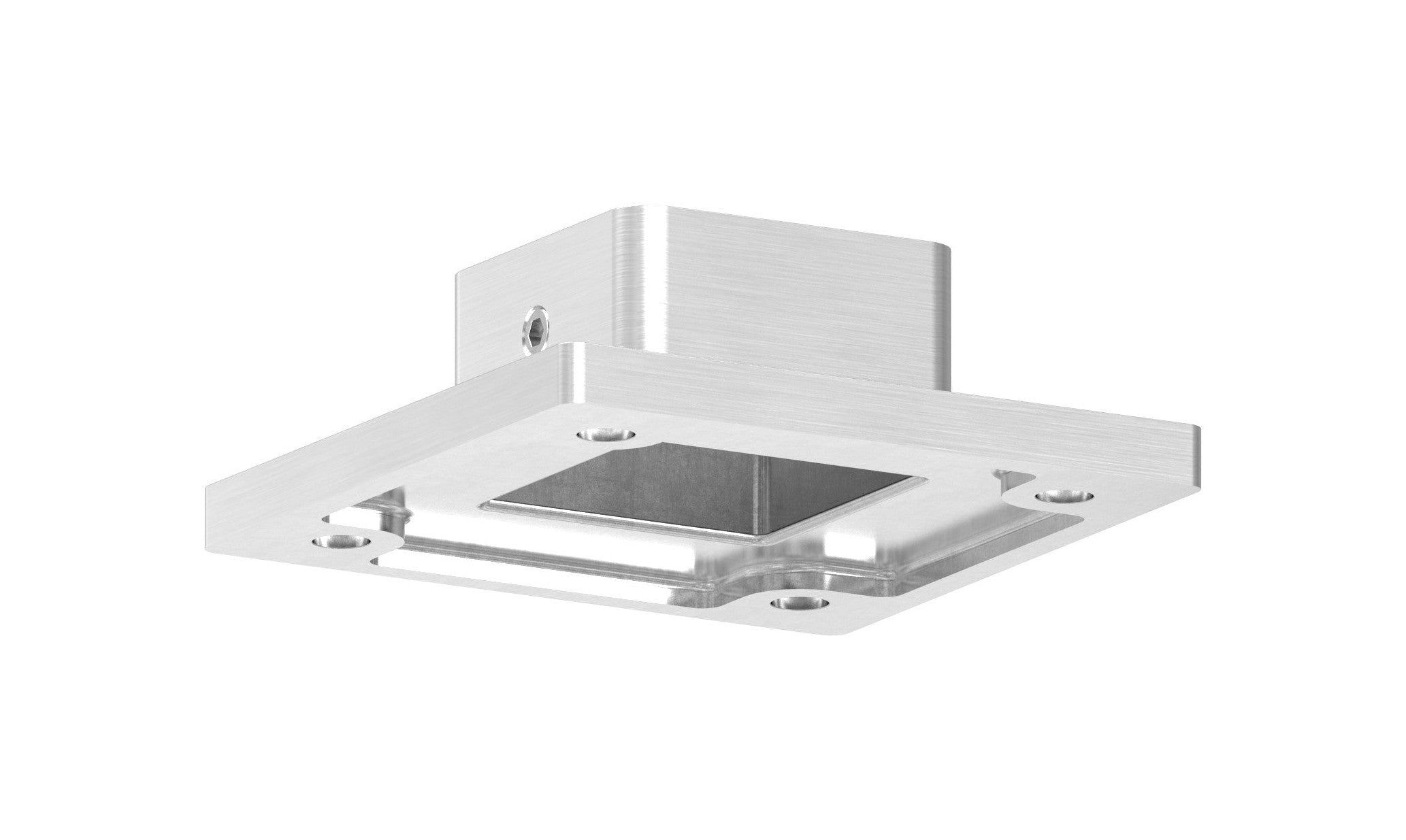 Edelstahl Wand- und Bodenanker, zum Festklemmen, mit Madenschraube und 4 Bohrungen, V2A / V4A