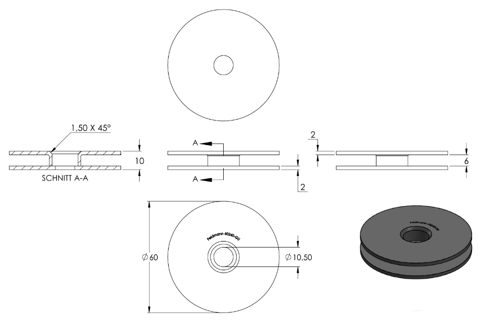 Gummis für Glaspunkthalter Ø 62 mm, 1 Paar