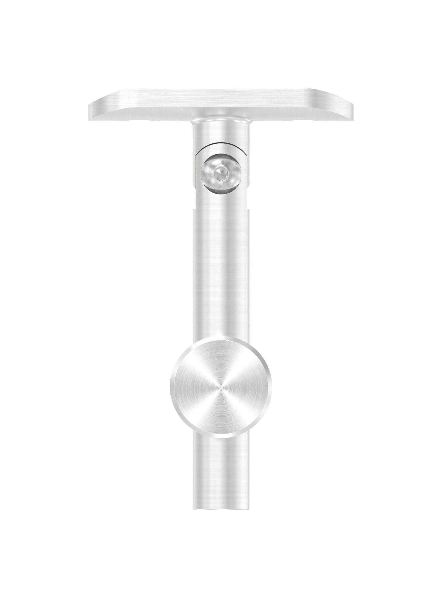 höhenverstellbarer Handlaufhalter mit Gelenk und Halteplatte, zum  Anschrauben des Handlaufs, V2A