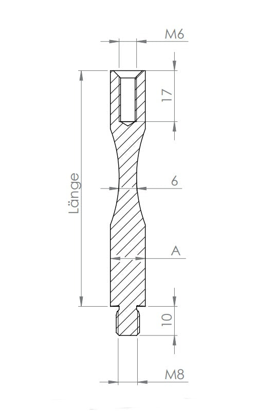 Stift Edelstahl zum Biegen, 1 x Außengewinde, 1 x Innengewinde, V2A