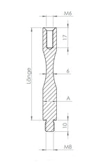 Stift Edelstahl zum Biegen, 1 x Außengewinde, 1 x Innengewinde, V2A