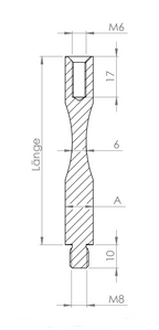 Stift Edelstahl zum Biegen, 1 x Außengewinde, 1 x Innengewinde, V2A