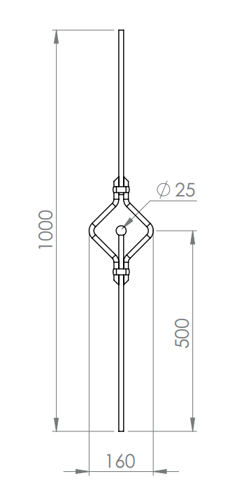 Zierstab mit Kugel, Länge 1000 mm, V2A
