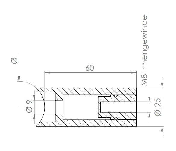 Zeichnung Rohrabstandshalter, Anschluss Ø 26,9 mm