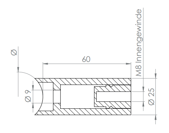 Zeichnung Rohrabstandshalter, Anschluss Ø 26,9 mm