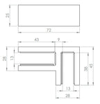 Glasverbinder 90°, für Glasstärke 12.00 - 12.76 mm, V4A