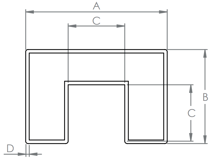 Edelstahl Rechteck-Nutrohr 60 x 60 x 1,5 mm, mit Nut 24 x 24 mm, V2A