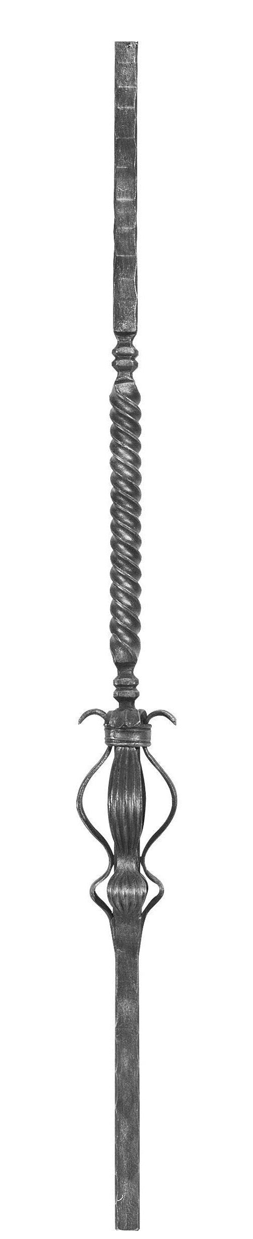 Anfangsstab 25x25mm, H: 1200mm, 1x gedreht mittig, 1x Zierteil außermittig