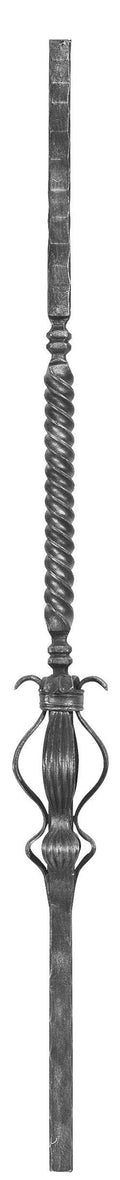 Anfangsstab 25x25mm, H: 1200mm, 1x gedreht mittig, 1x Zierteil außermittig