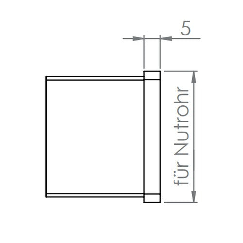 Endkappe flach für Rechteck-Nutrohr 60 x 40 x 1,5 mm, V2A