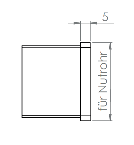 Endkappe flach für Rechteck-Nutrohr 60 x 40 x 1,5 mm, V2A