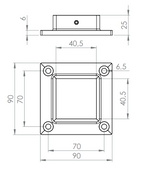 Edelstahl Wand- und Bodenanker für Quadratrohre, 4 gesenkte Bohrungen, geschliffen, V2A