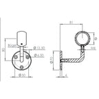 verschraubter Handlaufhalter mit Kugelring, zum Durchschieben des Handlaufs, V2A