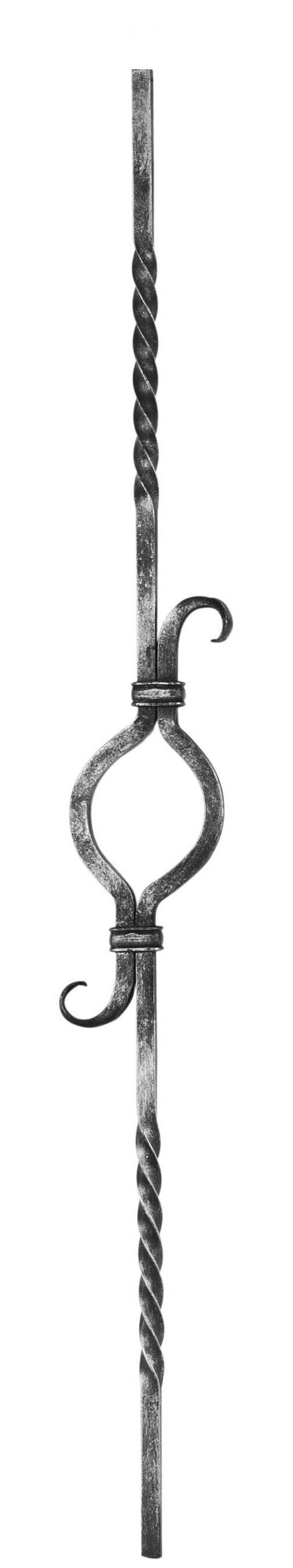 Zierstab 12x12mm, glatt, H: 900mm, 1x Ornament mittig (Art. 1209)