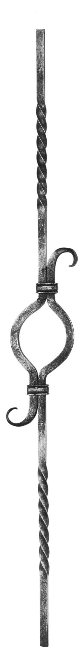 Zierstab 12x12mm, glatt, H: 900mm, 1x Ornament mittig (Art. 1209)