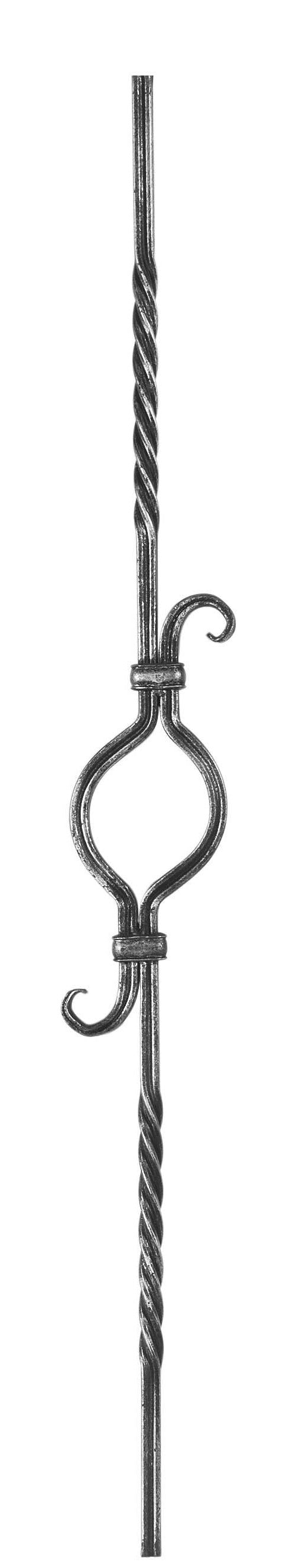 Zierstab 12x12mm, gerillt, H: 900mm, 1x Ornament mittig