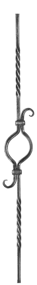 Zierstab 12x12mm, gerillt, H: 900mm, 1x Ornament mittig